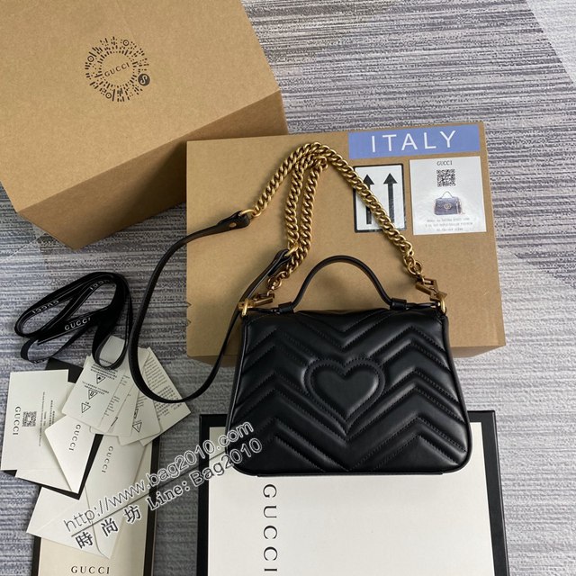 Gucci新款女包 古馳雙G銜縫迷你手提單肩斜挎鏈條包 Gucci原廠皮GG Marmont郵差包系列女包 547260  ydg3127